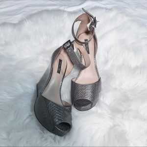 RACHEL ZOE 'CHARLENE' PEEP TOE WEDGE IN CHARCOAL